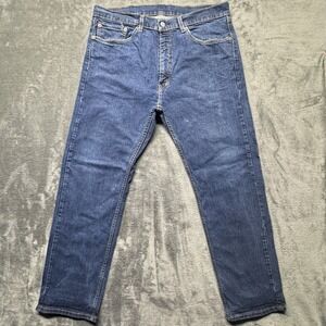 Levis 505 Jeans Mens Blue Dark Wash Denim Cotton Size‎ 36x30